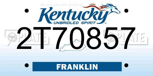 2T70857 Kentucky License Plate