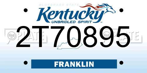 2T70895 Kentucky License Plate