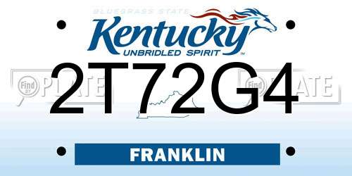 2T72G4 Kentucky License Plate