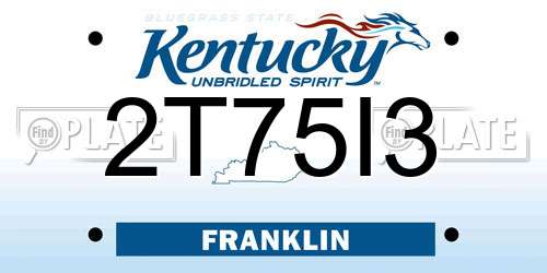 2T75I3 Kentucky License Plate