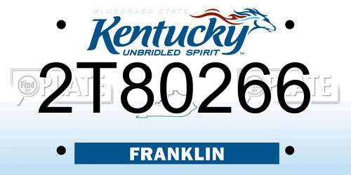 2T80266 Kentucky License Plate