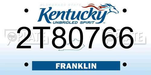 2T80766 Kentucky License Plate
