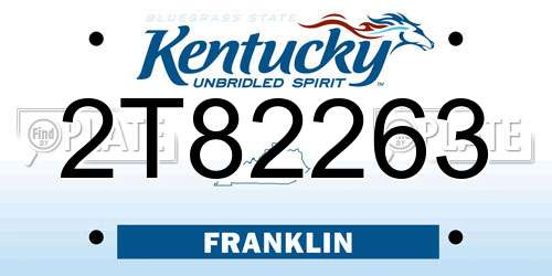 2T82263 Kentucky License Plate