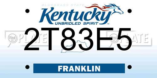 2T83E5 Kentucky License Plate