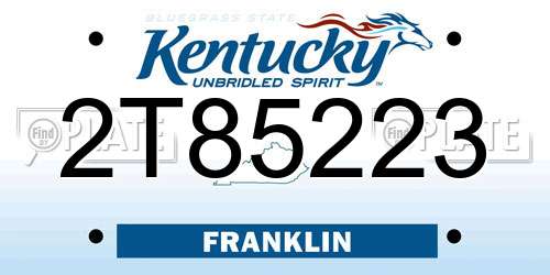 2T85223 Kentucky License Plate