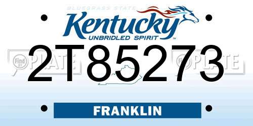 2T85273 Kentucky License Plate