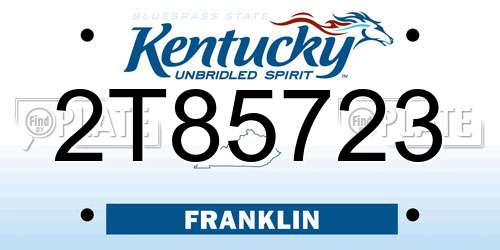 2T85723 Kentucky License Plate