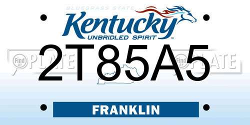 2T85A5 Kentucky License Plate