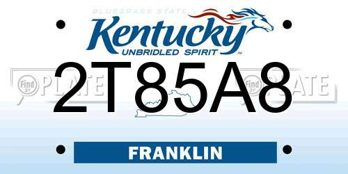 2T85A8 Kentucky License Plate