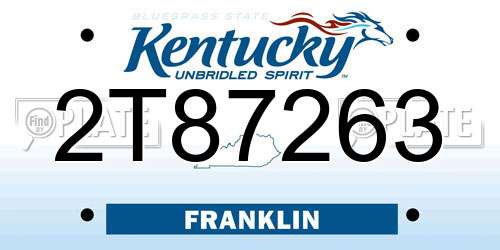 2T87263 Kentucky License Plate