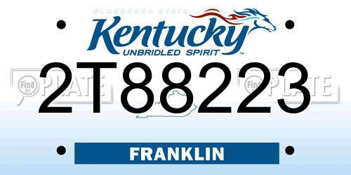 2T88223 Kentucky License Plate