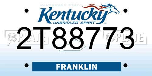 2T88773 Kentucky License Plate