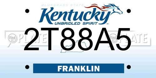 2T88A5 Kentucky License Plate
