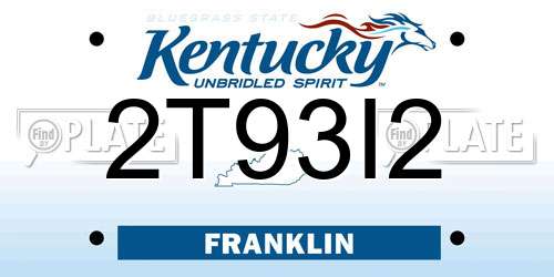 2T93I2 Kentucky License Plate