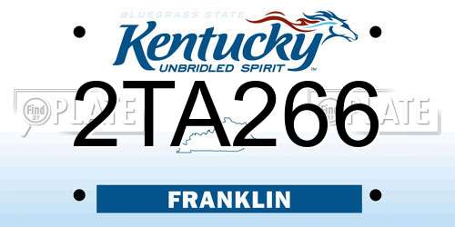 2TA266 Kentucky License Plate