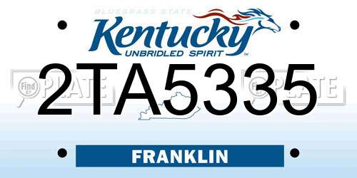 2TA5335 Kentucky License Plate