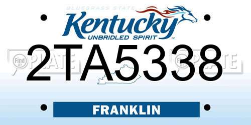 2TA5338 Kentucky License Plate