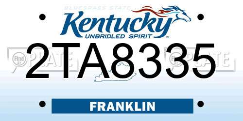 2TA8335 Kentucky License Plate