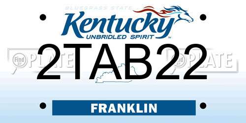 2TAB22 Kentucky License Plate
