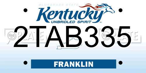 2TAB335 Kentucky License Plate