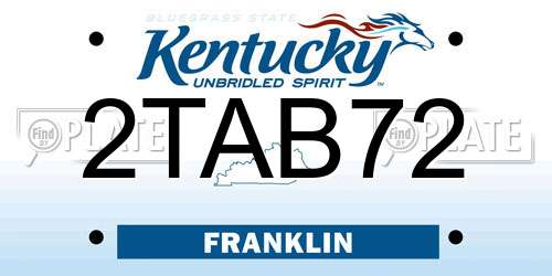 2TAB72 Kentucky License Plate