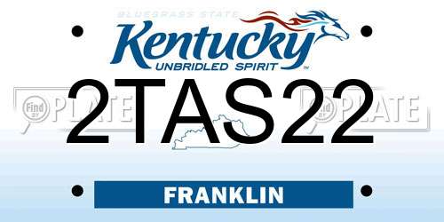 2TAS22 Kentucky License Plate
