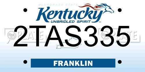 2TAS335 Kentucky License Plate