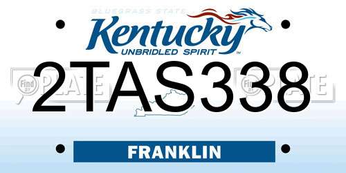2TAS338 Kentucky License Plate