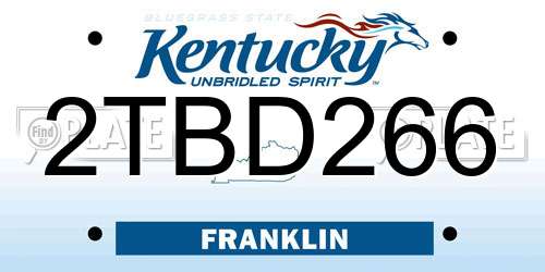 2TBD266 Kentucky License Plate