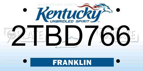 2TBD766 Kentucky License Plate