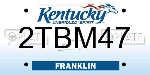 2TBM47 Kentucky License Plate