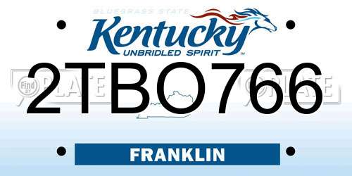 2TBO766 Kentucky License Plate