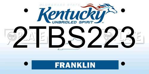 2TBS223 Kentucky License Plate