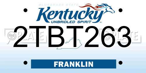 2TBT263 Kentucky License Plate
