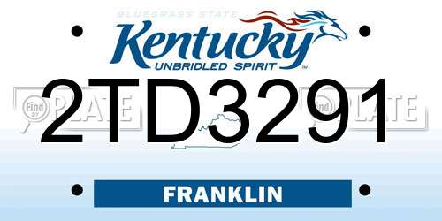 2TD3291 Kentucky License Plate