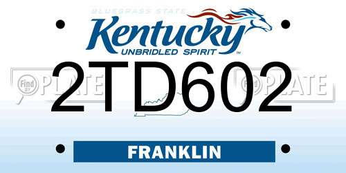 2TD602 Kentucky License Plate