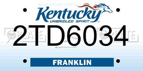 2TD6034 Kentucky License Plate