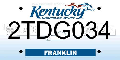 2TDG034 Kentucky License Plate