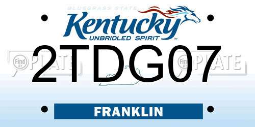 2TDG07 Kentucky License Plate