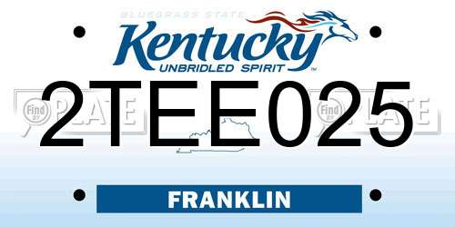 2TEE025 Kentucky License Plate