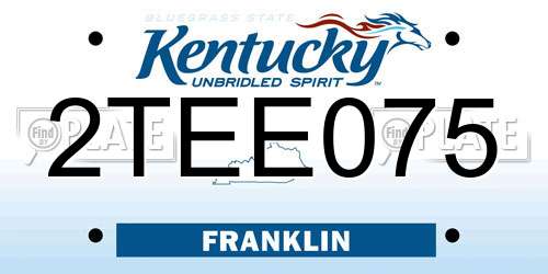 2TEE075 Kentucky License Plate