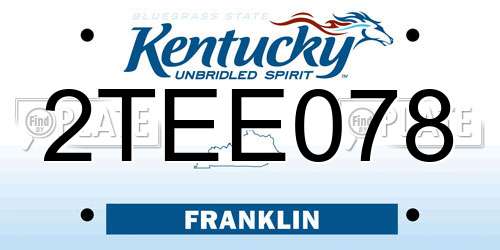 2TEE078 Kentucky License Plate