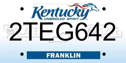 2TEG642 Kentucky License Plate