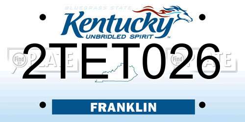 2TET026 Kentucky License Plate