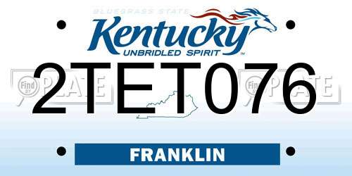 2TET076 Kentucky License Plate