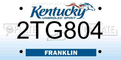 2TG804 Kentucky License Plate