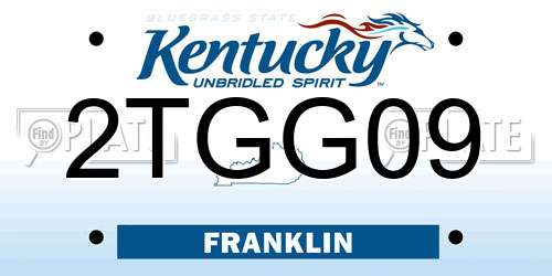 2TGG09 Kentucky License Plate