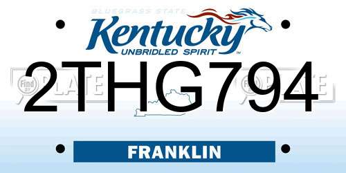 2THG794 Kentucky License Plate