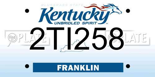 2TI258 Kentucky License Plate