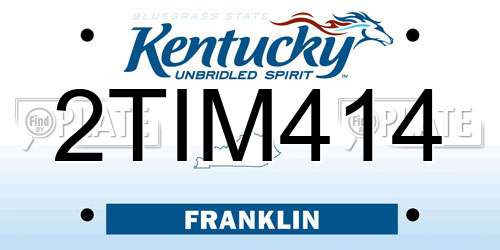 2TIM414 Kentucky License Plate